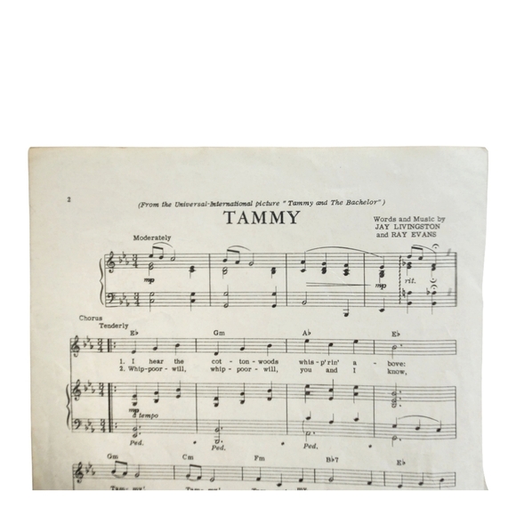 Vintage 1957 Tammy Sheet Music Debbie Reynolds Movie Tammy and the Bachelor - Picture 4 of 9